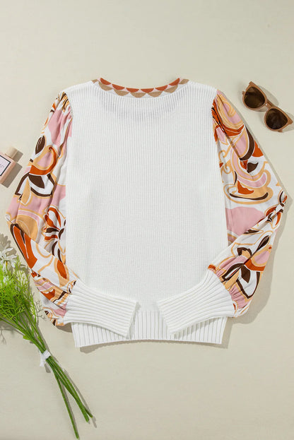 Round Neck Lantern Sleeve Knit Top-Angel Casuals