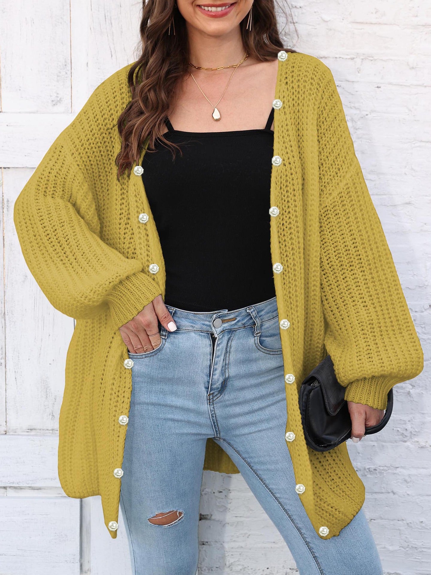 Open Front Long Sleeve Cardigan-Angel Casuals