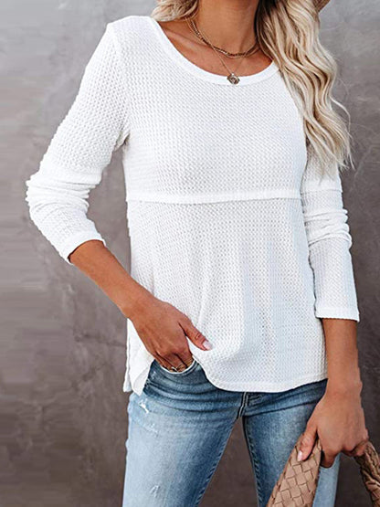 Cutout Round Neck Long Sleeve T-Shirt-Angel Casuals