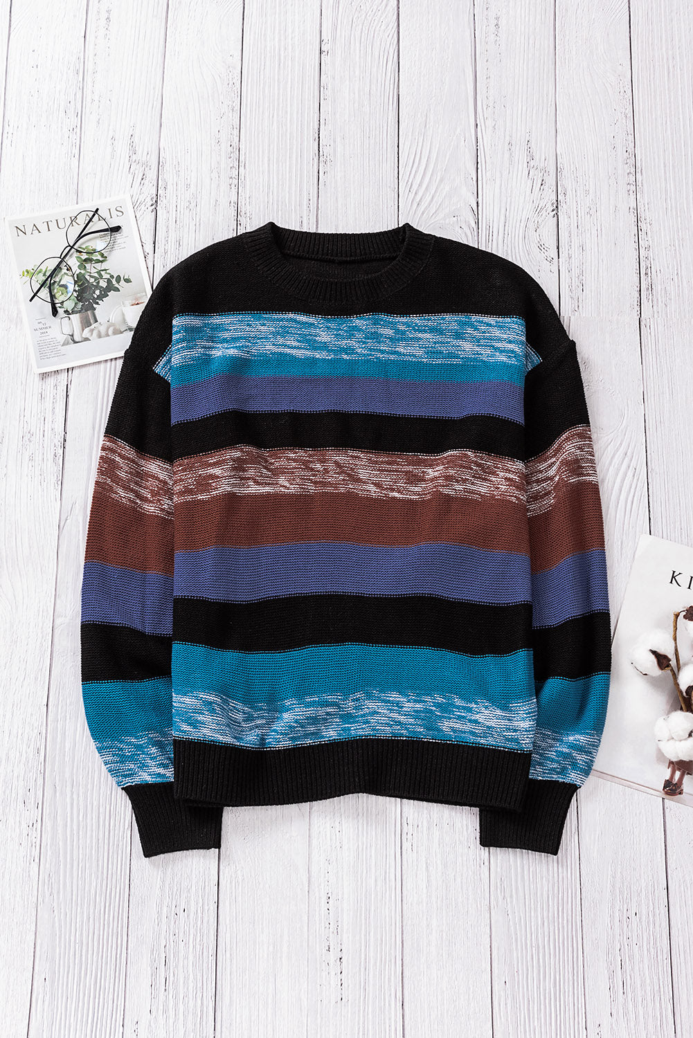 Cozy For Keeps Color Block Drop Shoulder Sweater-Angel Casuals