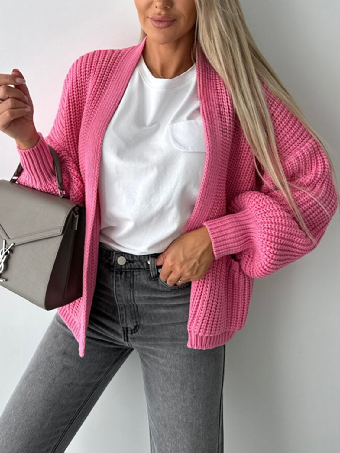 Open Front Dropped Shoulder Cardigan-Angel Casuals