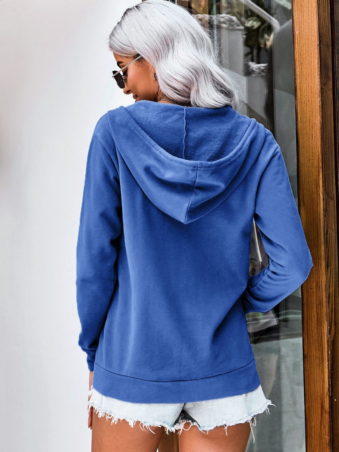 Drawstring Zip Up Hooded Jacket-Angel Casuals