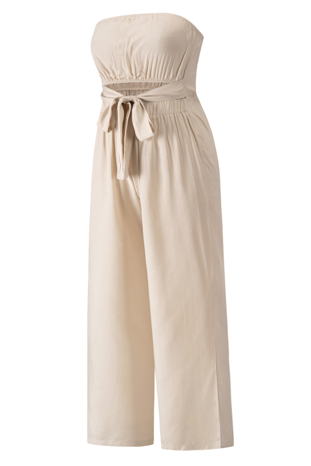 Tied Cutout Tube Wide Leg Jumpsuit-Angel Casuals