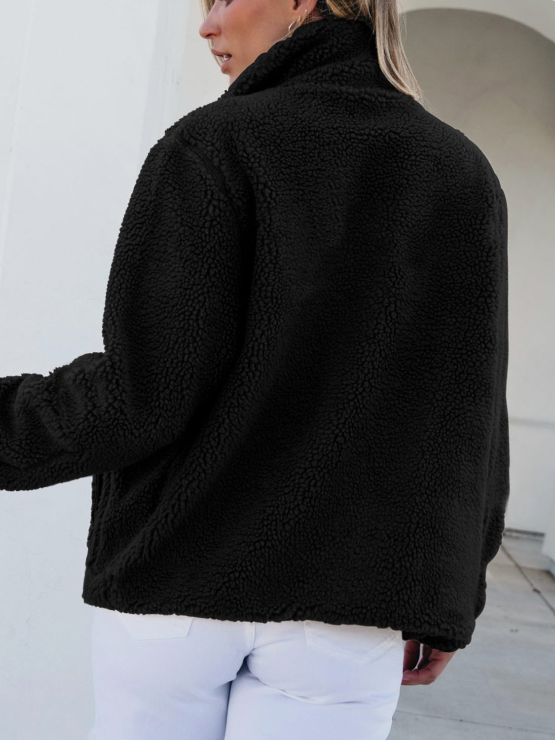 Zip Up Long Sleeve Plush Jacket-Angel Casuals
