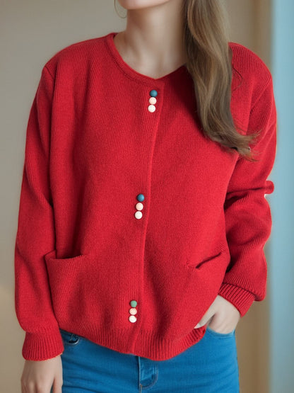 Button Down Long Sleeve Cardigan with Pockets-Angel Casuals
