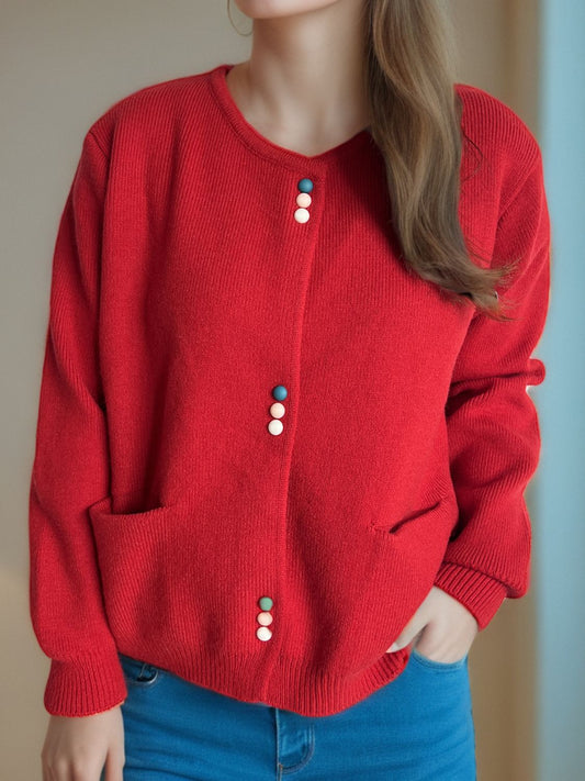 Button Down Long Sleeve Cardigan with Pockets-Angel Casuals
