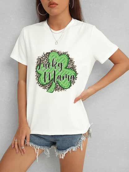 LUCKY MAMA Round Neck T-Shirt-Angel Casuals