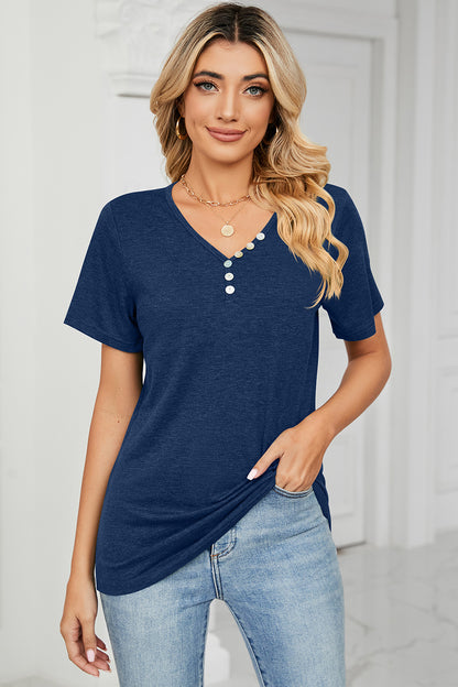 V-Neck Short Sleeve T-Shirt-Angel Casuals