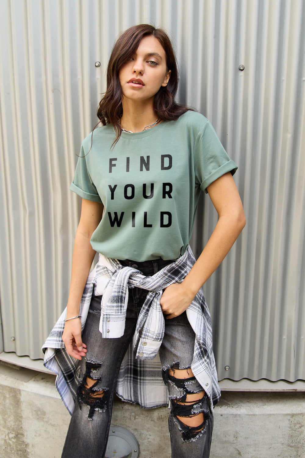 Simply Love Full Size FIND YOUR WILD Short Sleeve T-Shirt-Angel Casuals