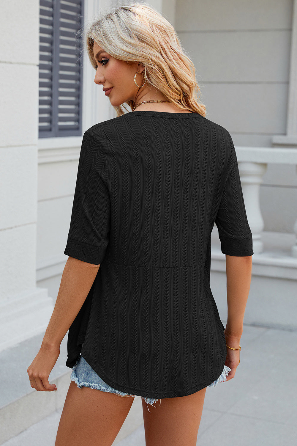 Eyelet Half Sleeve T-Shirt-Angel Casuals