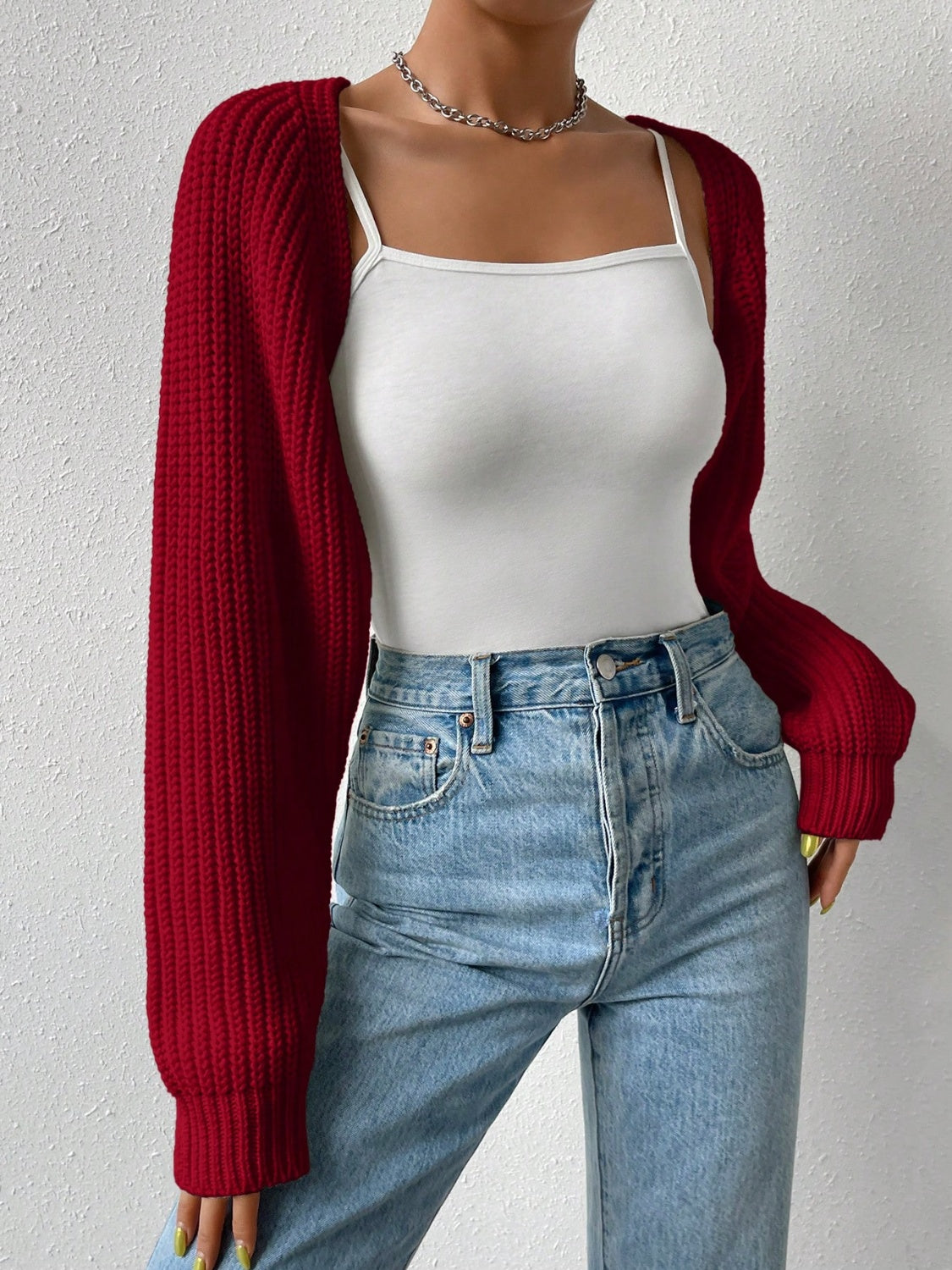 Honey Open Front Long Sleeve Cropped Cardigan-Angel Casuals