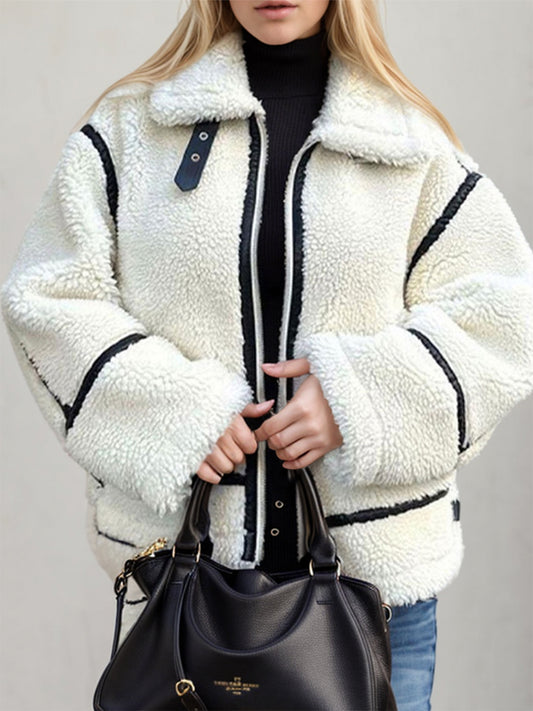 Zip Up Long Sleeve Sherpa Jacket-Angel Casuals