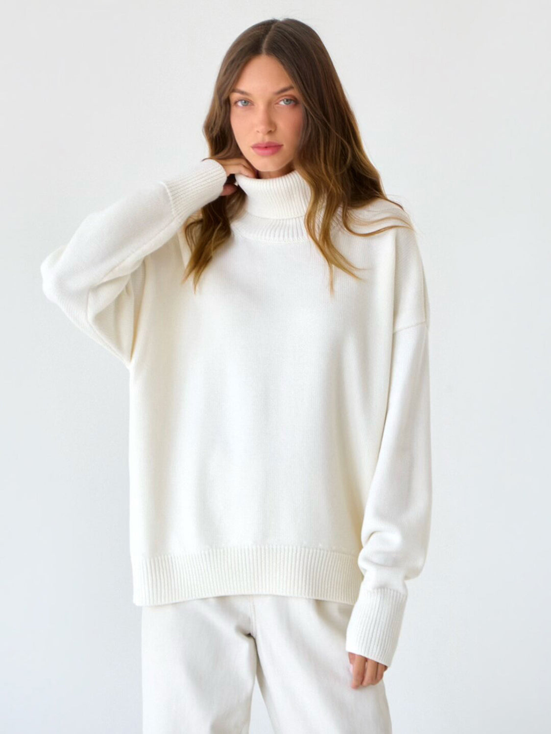 Turtleneck Long Sleeve Sweater-Angel Casuals