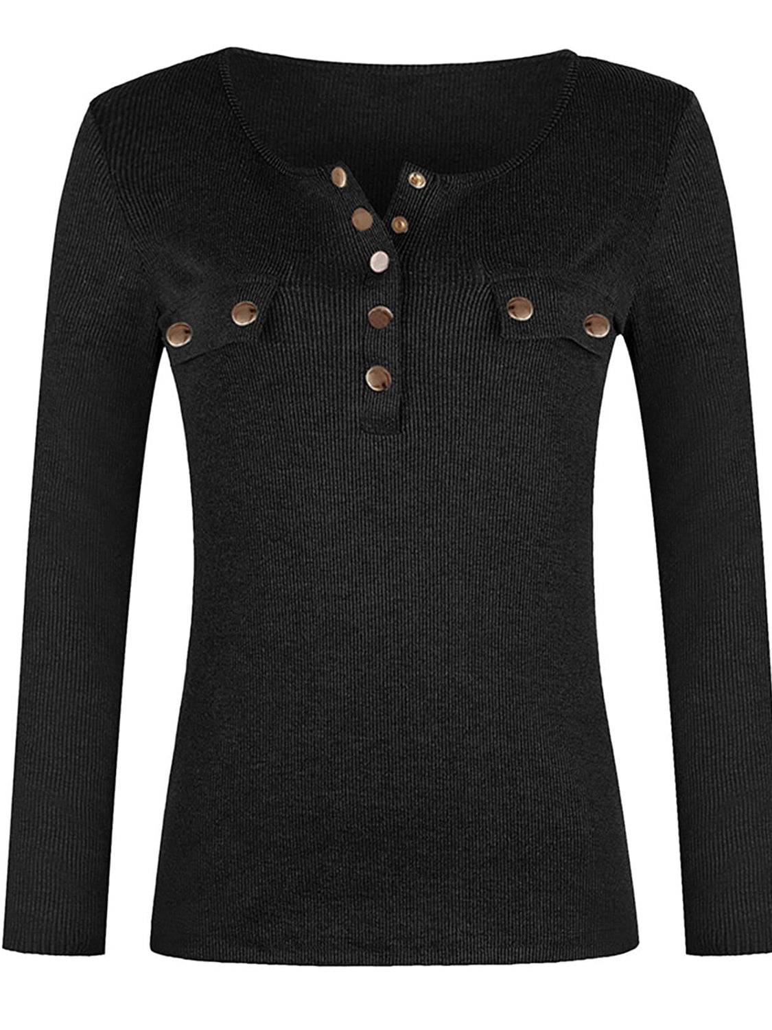 Full Size Half Snap Long Sleeve T-Shirt-Angel Casuals