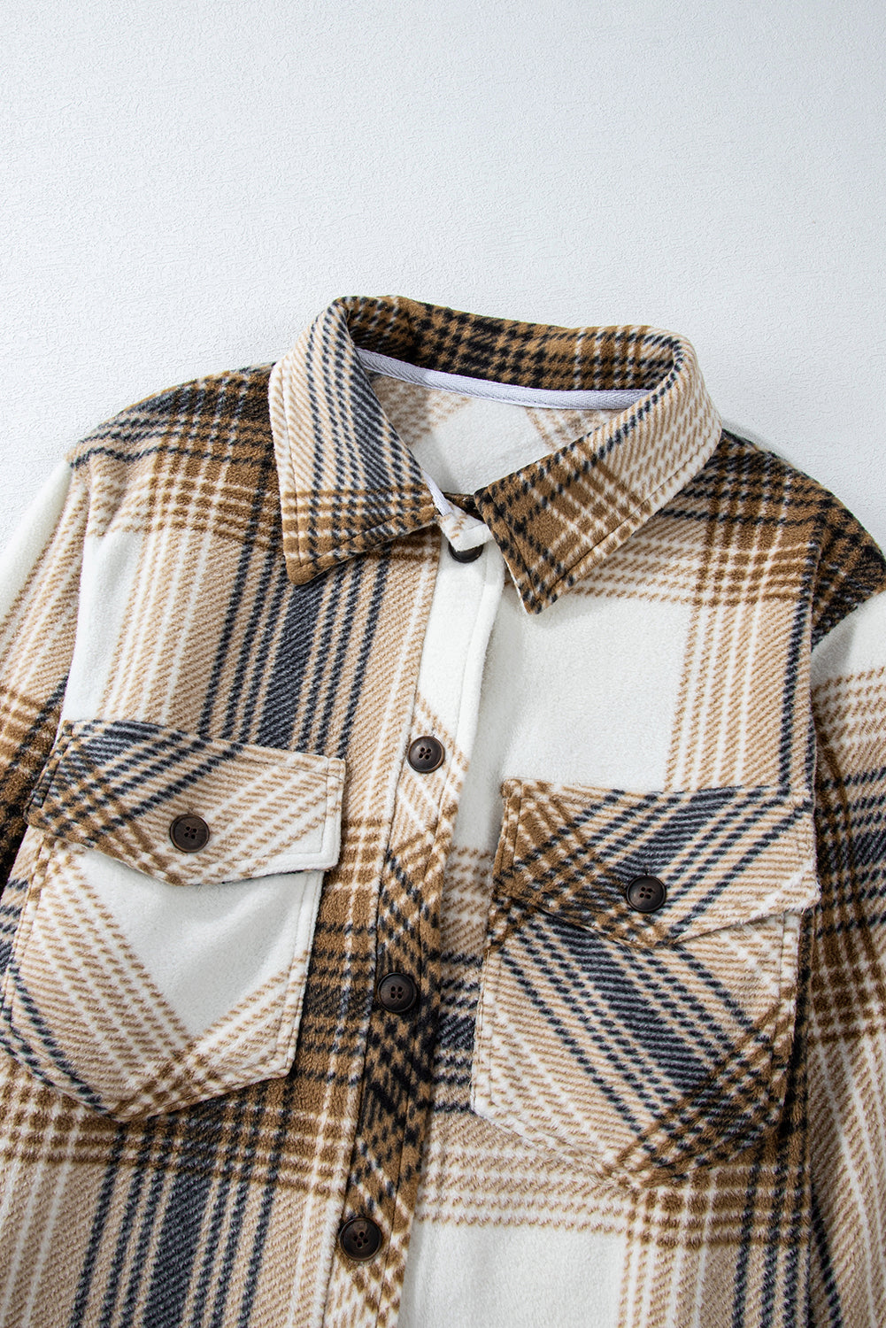 Plaid Button Up Long Sleeve Shacket-Angel Casuals