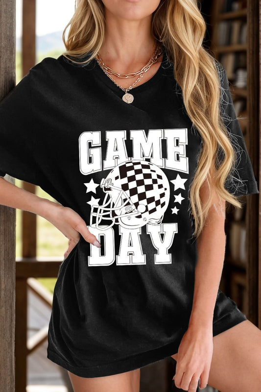 GAME DAY Round Neck Short Sleeve T-Shirt-Angel Casuals