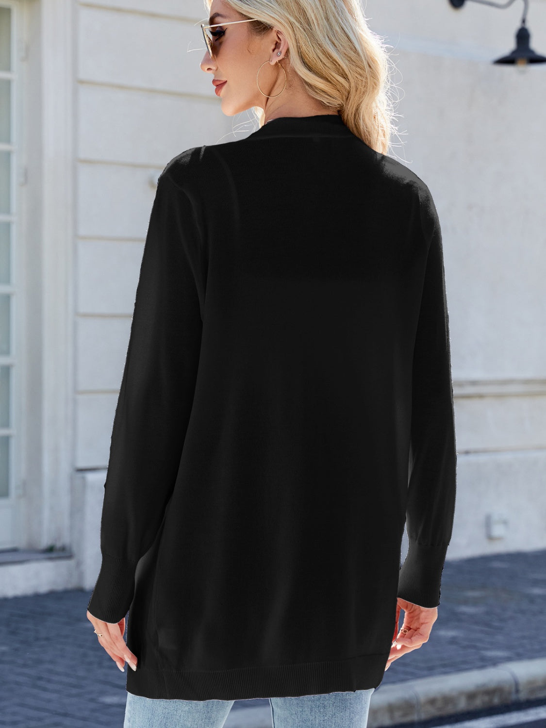 Open Front Long Sleeve Cardigan-Angel Casuals