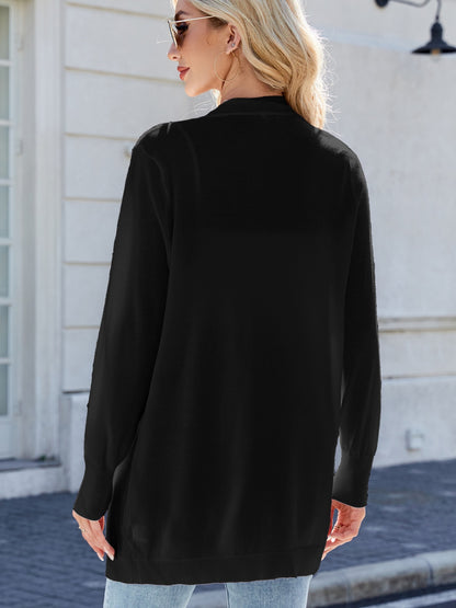 Open Front Long Sleeve Cardigan-Angel Casuals