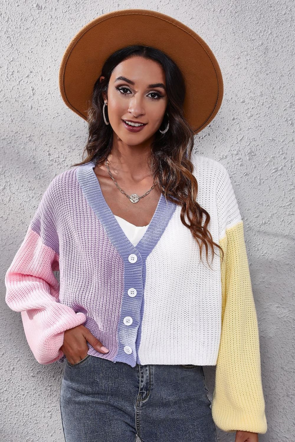 Color Block Ribbed Long Sleeve Cardigan-Angel Casuals