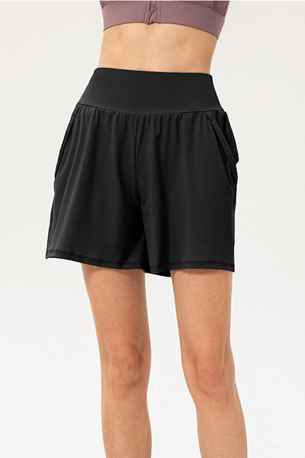 Pocketed Elastic Waist Active Shorts-Angel Casuals