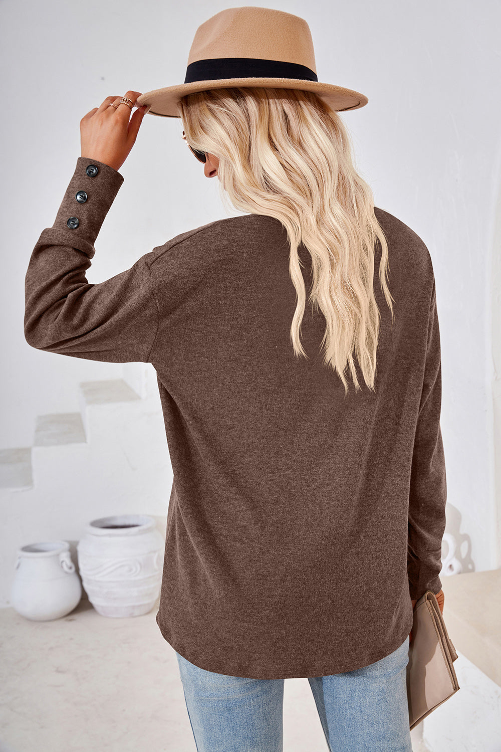 V-Neck Dropped Shoulder T-Shirt-Angel Casuals