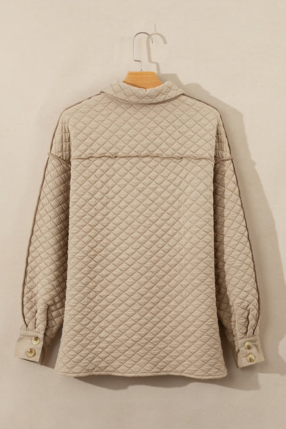 Exposed Seam Collared Neck Button Up Shacket-Angel Casuals