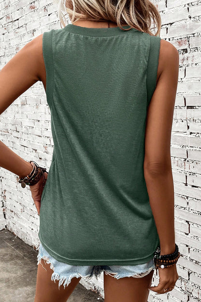 V-Neck Wide Strap Tank-Angel Casuals