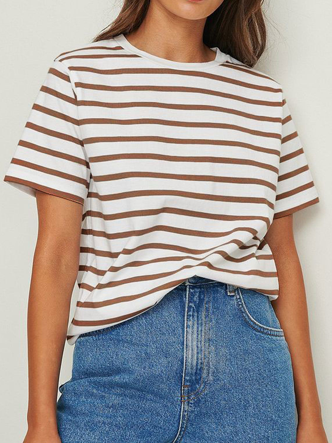 Striped Short Sleeve T-Shirt-Angel Casuals