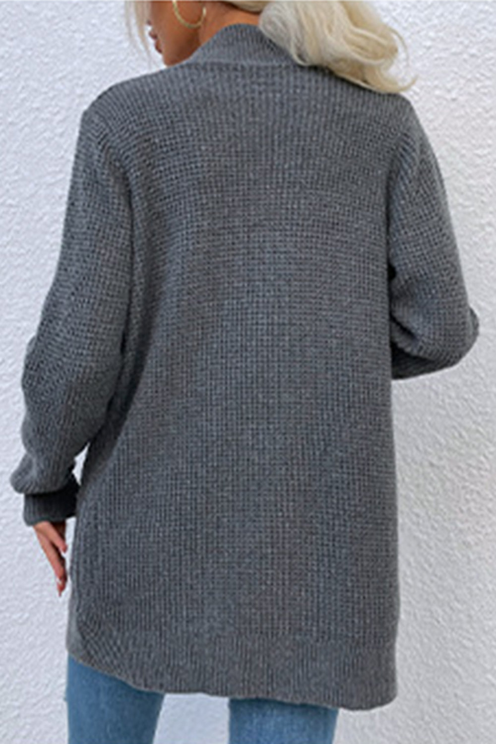 Open Front Rib-Knit Cardigan with Pockets-Angel Casuals