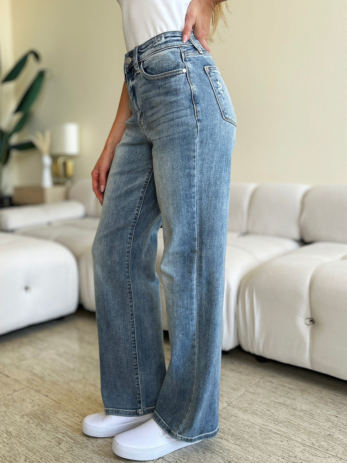 Judy Blue Full Size High Waist Straight Jeans-Angel Casuals