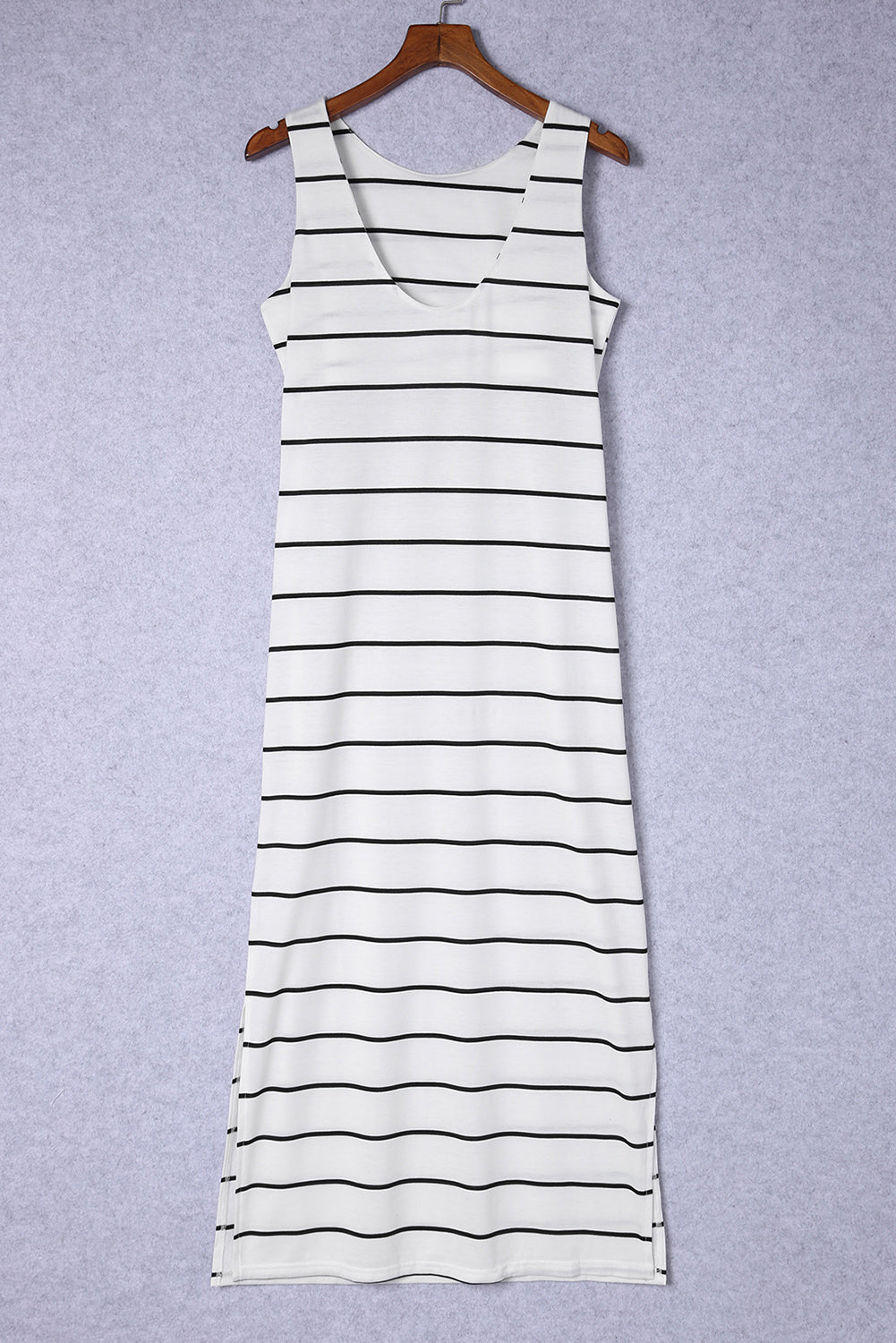 Striped Slit Sleeveless Maxi Dress-Angel Casuals