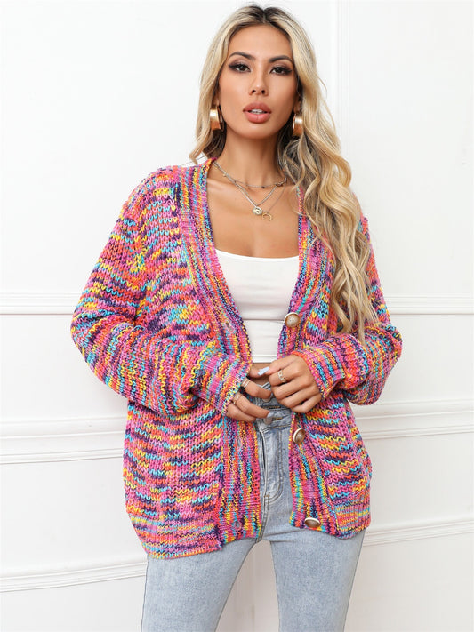 Angel Wings Button Up Dropped Shoulder Cardigan-Angel Casuals