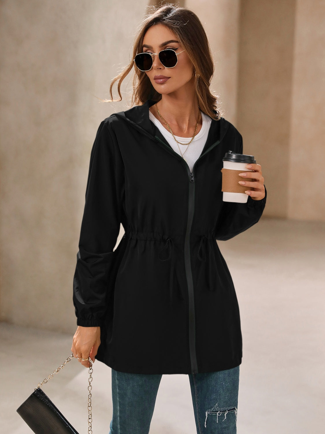 Ivy Lane Outdoor Waterproof Long Sleeve Hooded Windbreaker-Angel Casuals