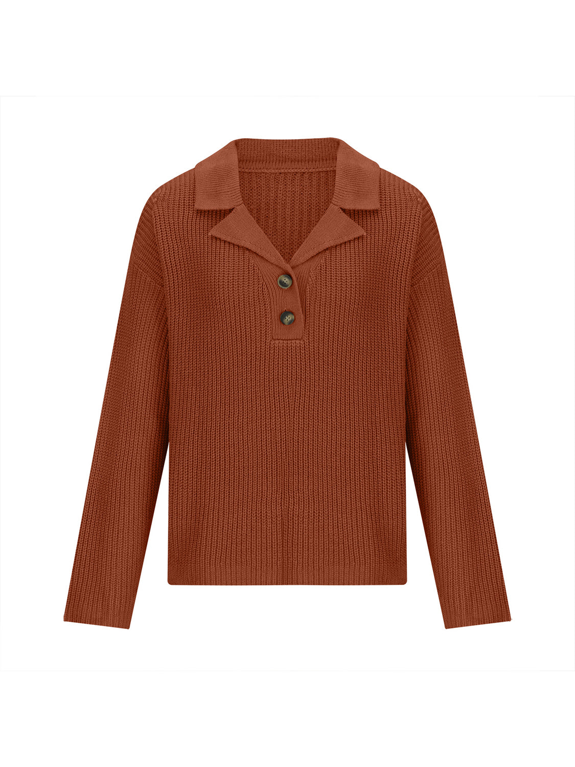 Collared Neck Half Button Knit Top-Angel Casuals