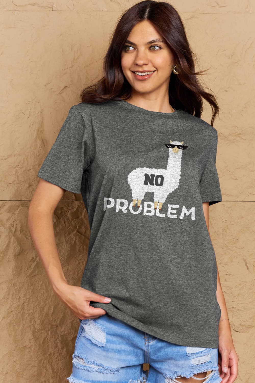 Simply Love Full Size NO PROBLEM Graphic Cotton Tee-Angel Casuals