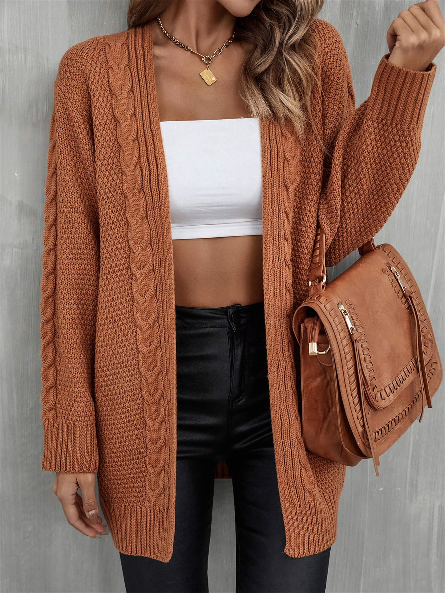 Warm Fall Mixed Knit Open Front Longline Cardigan-Angel Casuals