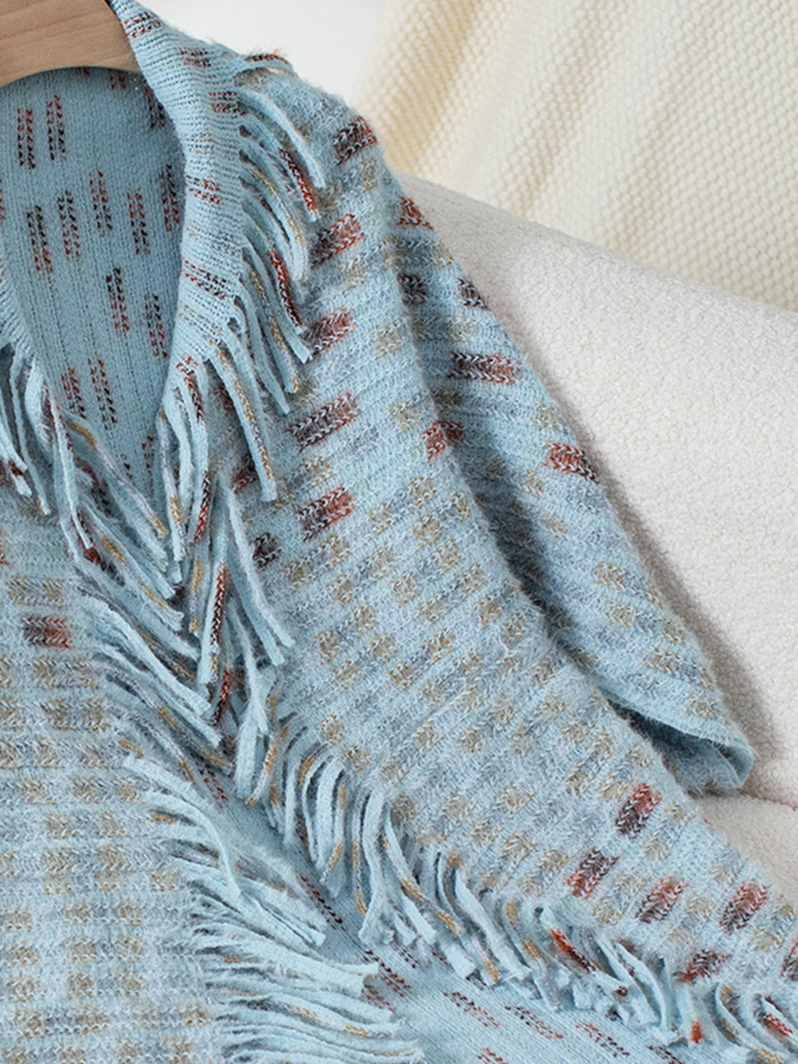 Fringe Open Front Half Sleeve Poncho-Angel Casuals