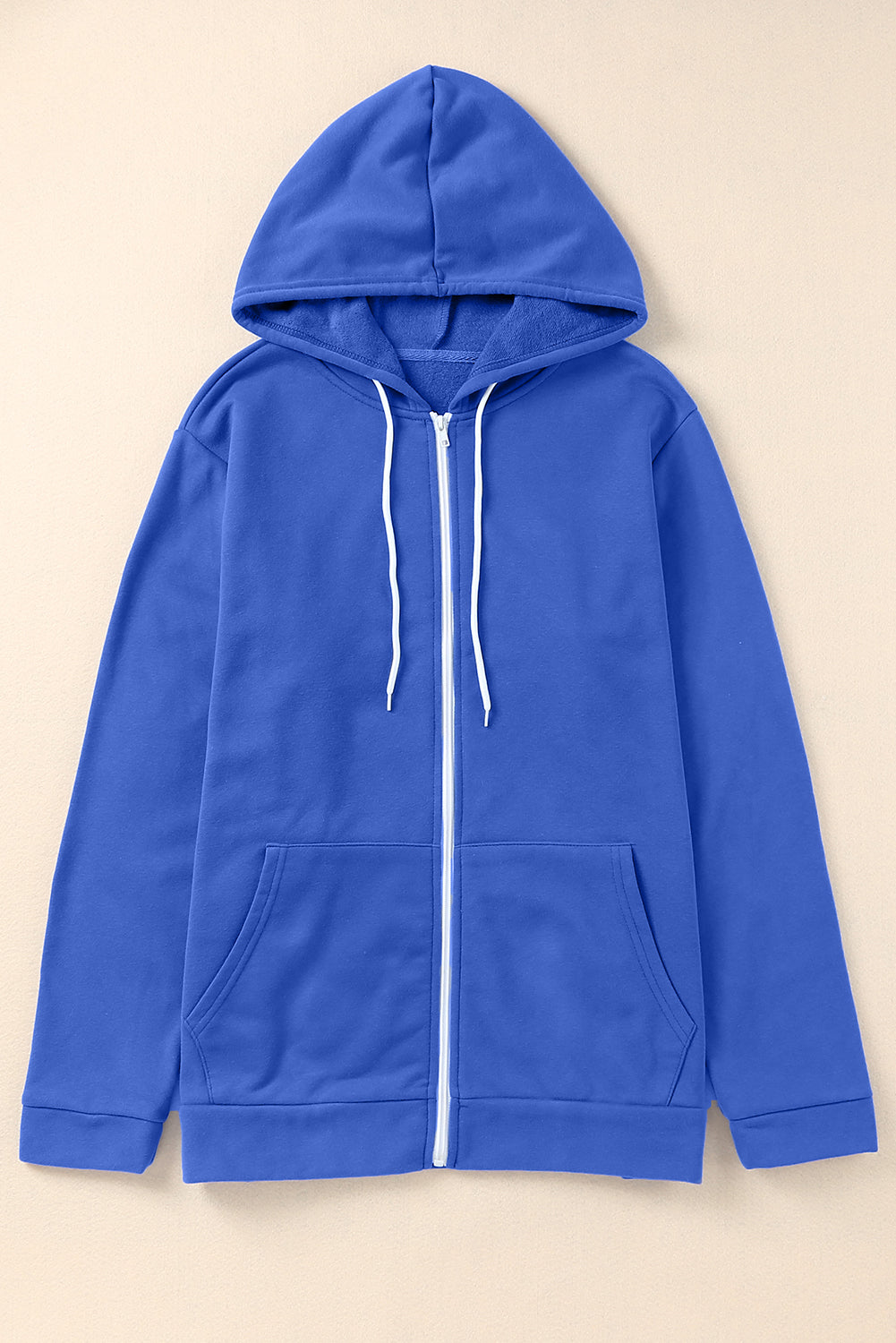 Plus Size Zip Up Hooded Jacket with Pocket-Angel Casuals