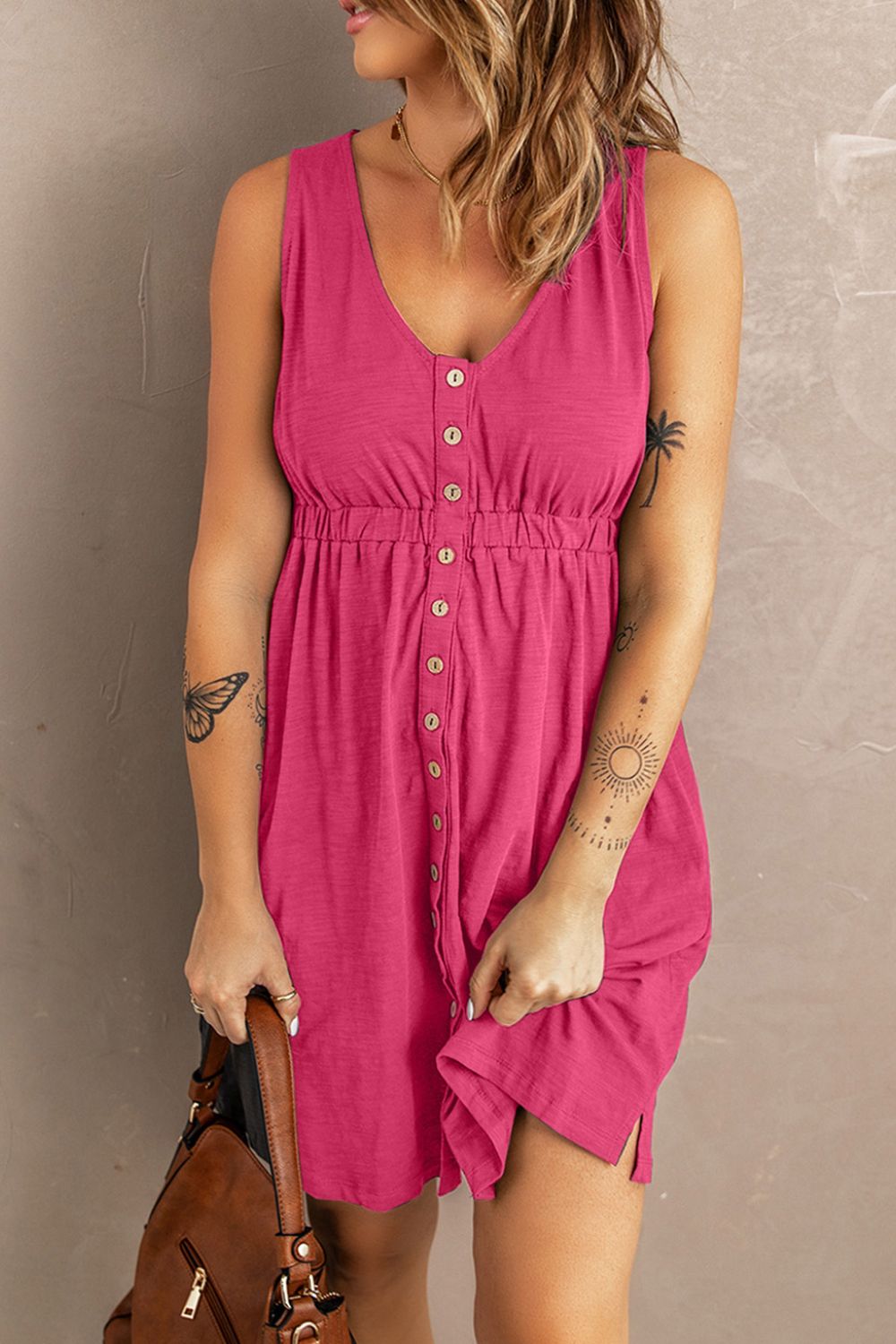 Sleeveless Button Down Mini Magic Dress-Angel Casuals