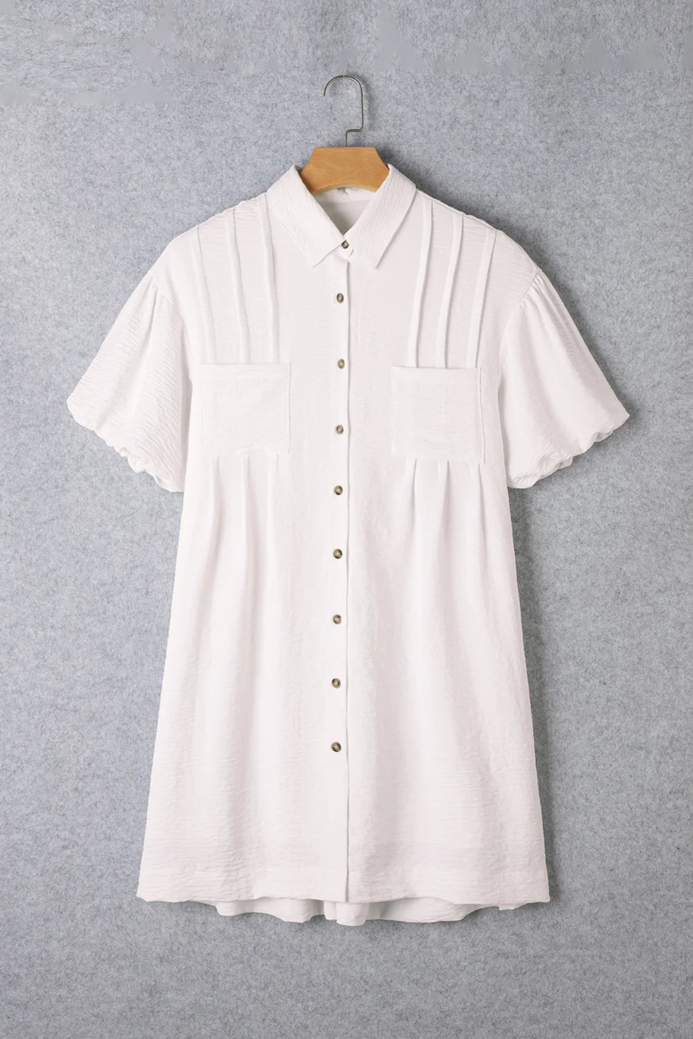 Collared Neck Short Sleeve Mini Dress-Angel Casuals