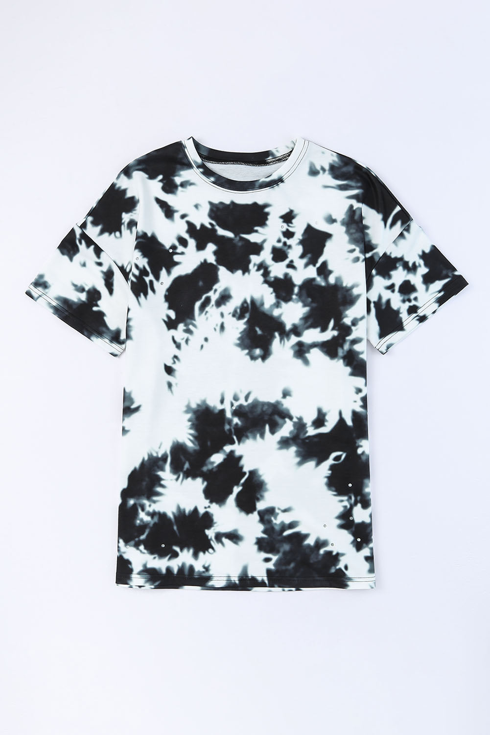 Tie-Dye Round Neck Short Sleeve Tunic Tee-Angel Casuals