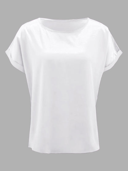 Round Neck Short Sleeve T-Shirt-Angel Casuals