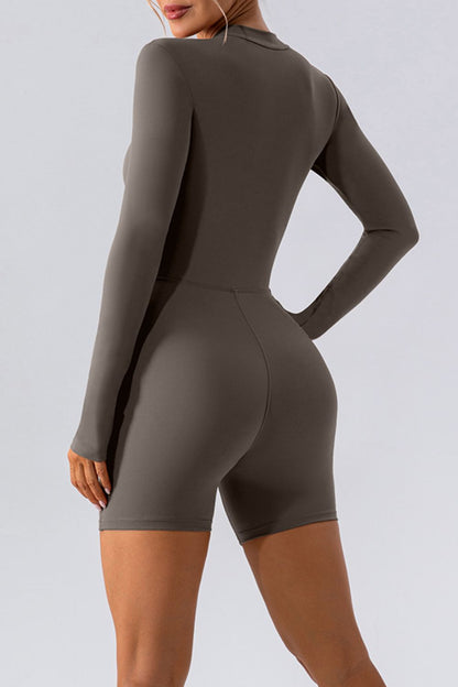 Half Zip Long Sleeve Active Romper-Angel Casuals