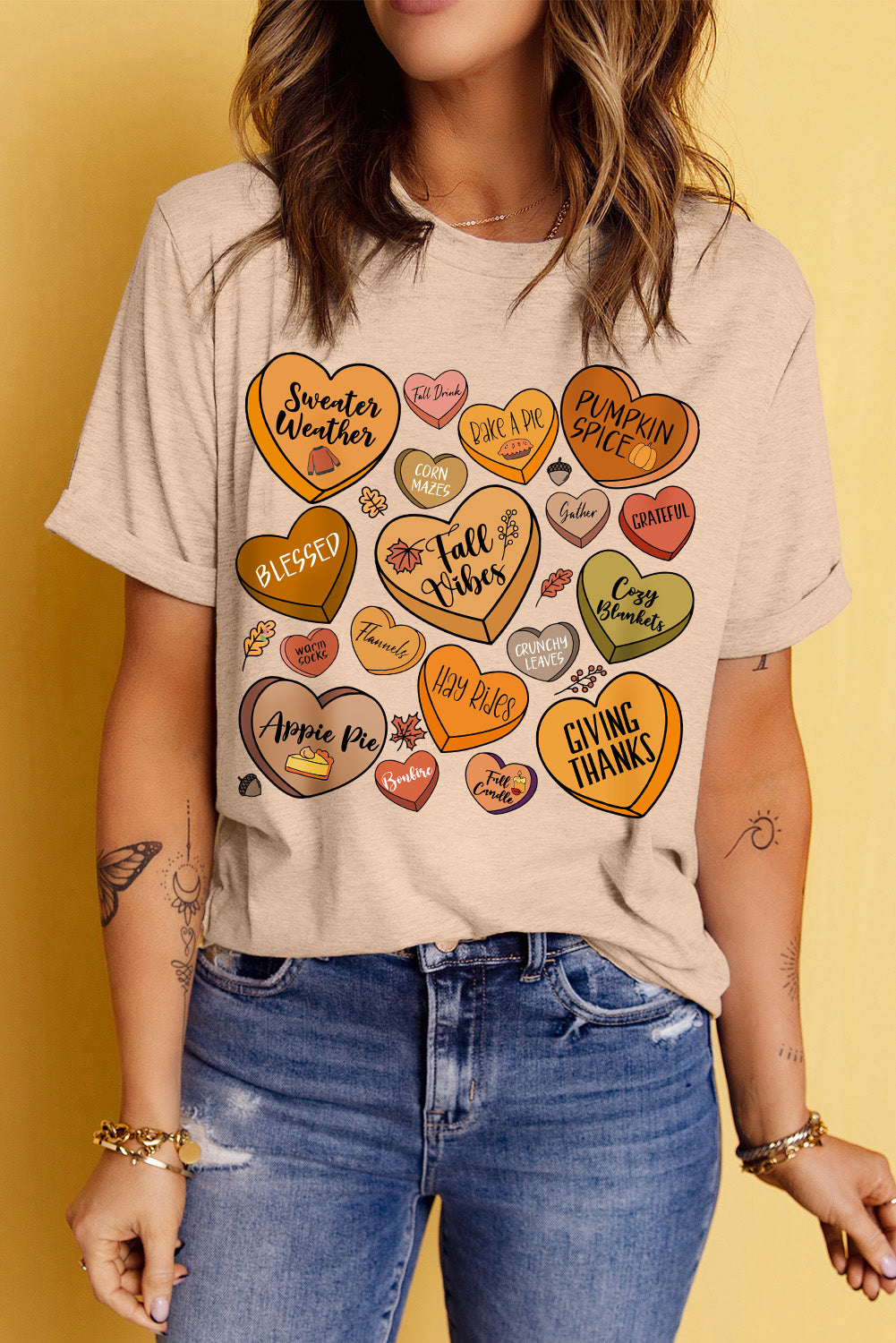 Heart Graphic Round Neck Short Sleeve T-Shirt-Angel Casuals