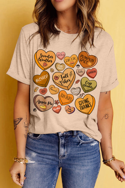 Heart Graphic Round Neck Short Sleeve T-Shirt-Angel Casuals