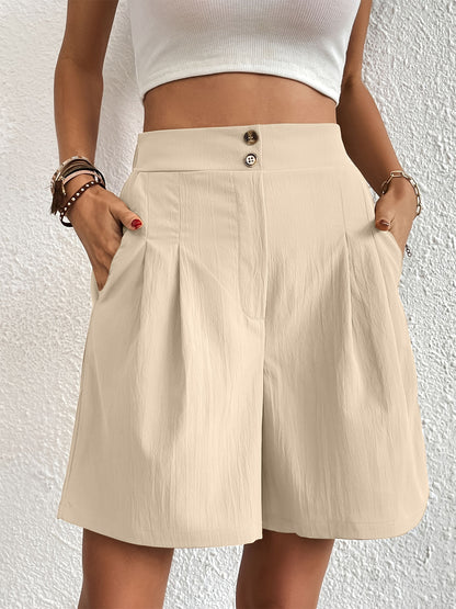 Pocketed Half Elastic Waist Shorts-Angel Casuals