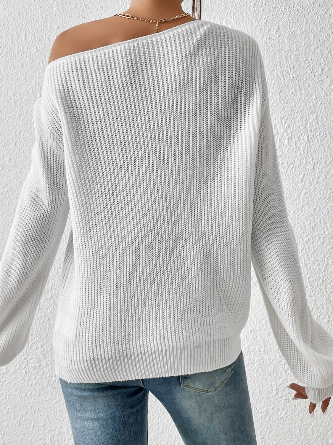 Honey Single Shoulder Long Sleeve Sweater-Angel Casuals