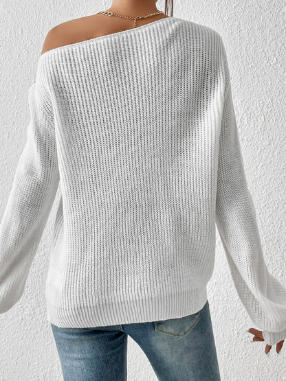 Honey Single Shoulder Long Sleeve Sweater-Angel Casuals