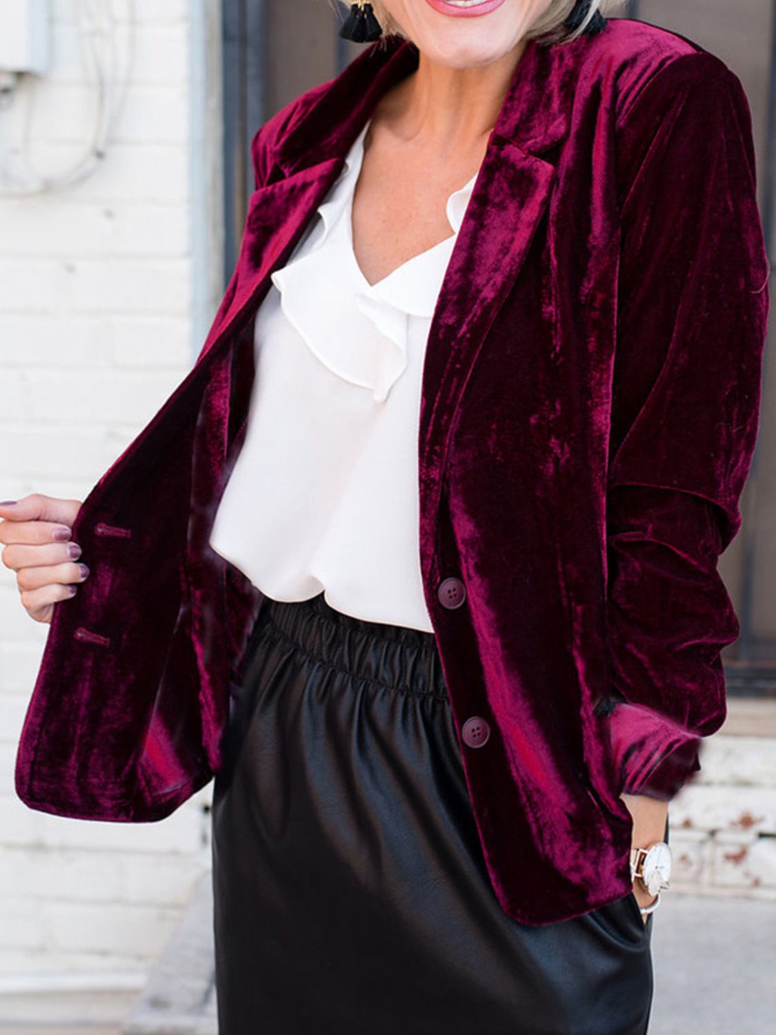 Button Up Lapel Collar Blazer-Angel Casuals