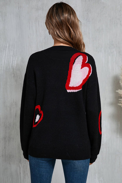 Angel Wings Heart Round Neck Long Sleeve Sweater-Angel Casuals